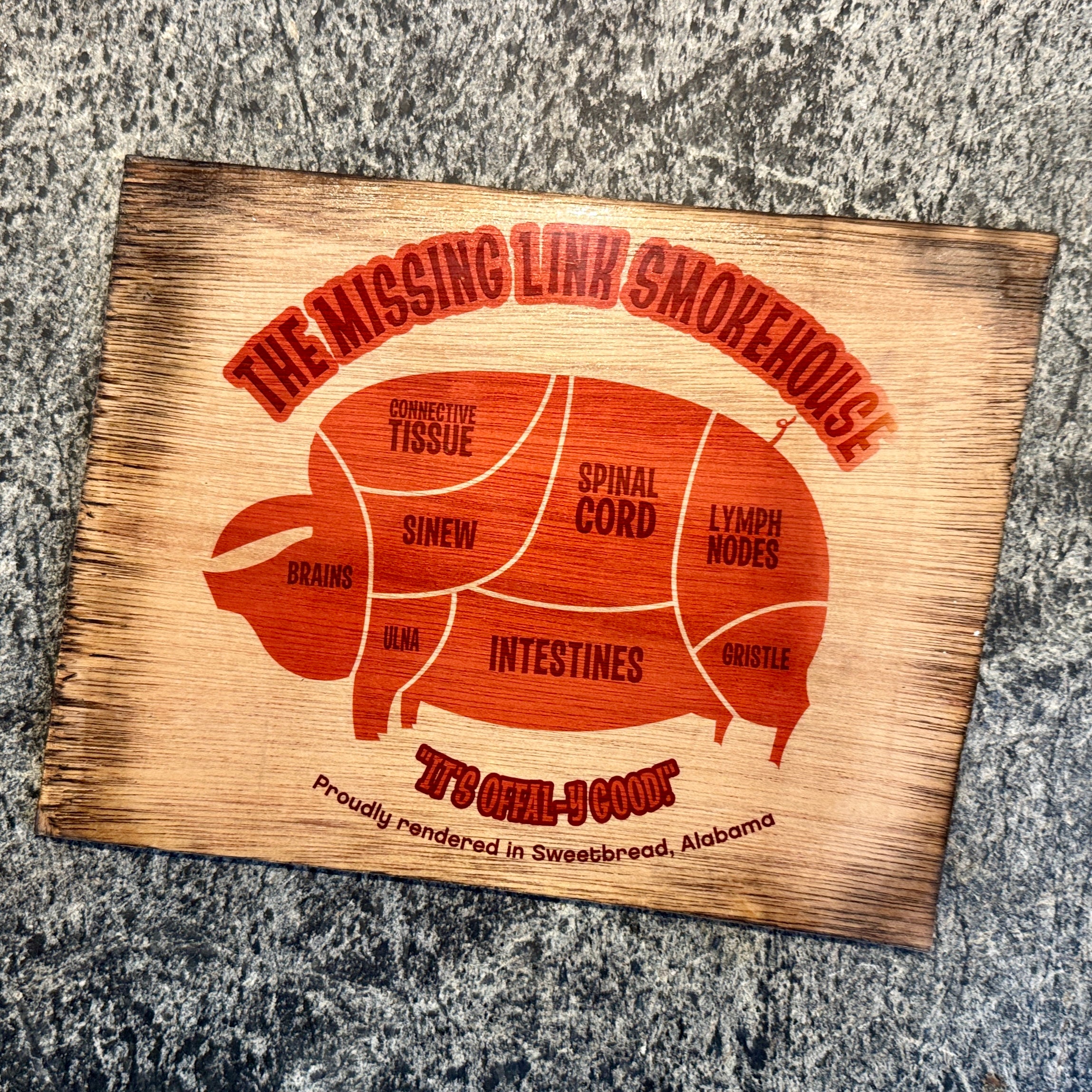 Pig Parts Wooden Sign